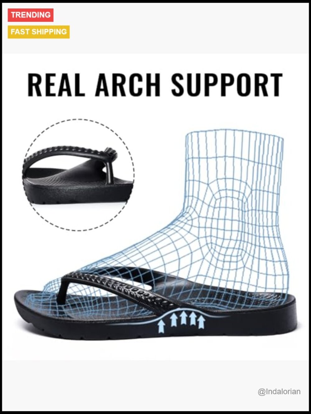 Arch Support Flip Flops for Plantar Fasciitis Orthopedic Thong Sandals - Picture 3 of 7